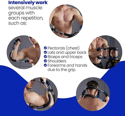 Power Twister Adjustable Arm Trainer (30–160 LB) + Hand Grip Rehabilitation Kit (5 PCS) – Portable Chest, Arm & Upper Body Strength Training Equipment for Men & Women