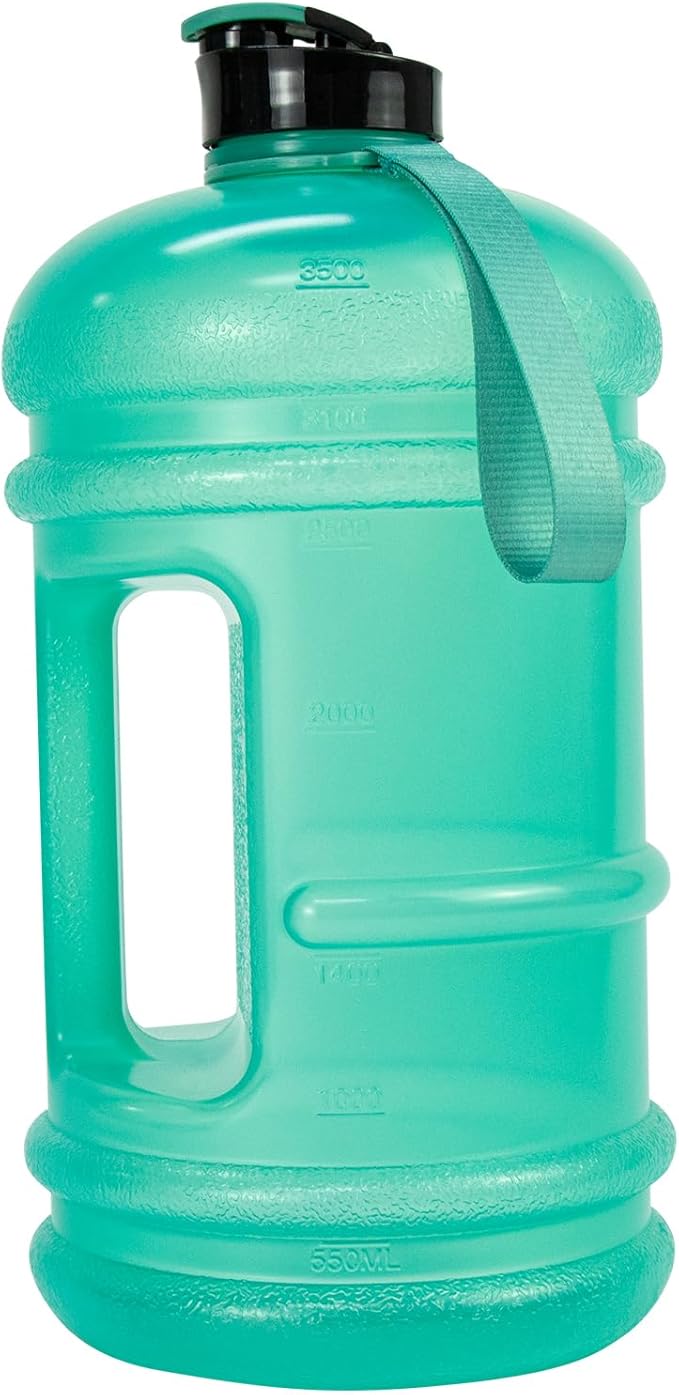 TOOFEEL 1 Gallon Water Bottle,Leakproof,Bpa Free,Dishwasher Safe,128 oz Large Water Jug wiht Handle,Travel & Camping & Sports & Gym Water Bottle For Men and Women - Transparent Mint Green