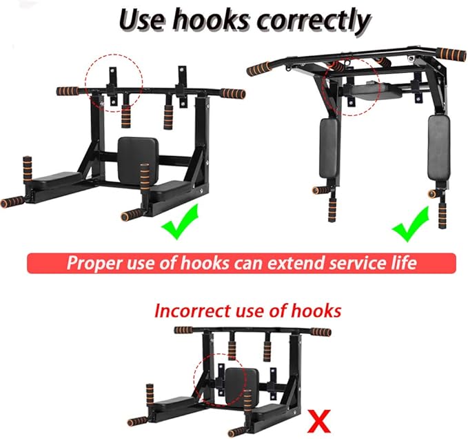 NEWAN Pull Up Bar Wall Mounted Chin Up Bar Multi-Grip Full Body Strength Training Workout Dip Bar,Power Tower Set Support to 440Lbs