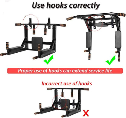 NEWAN Pull Up Bar Wall Mounted Chin Up Bar Multi-Grip Full Body Strength Training Workout Dip Bar,Power Tower Set Support to 440Lbs