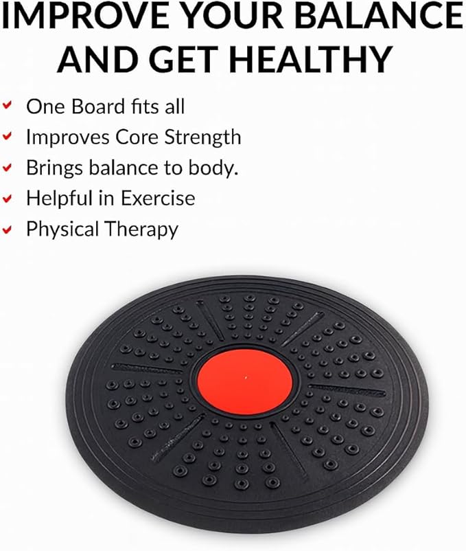 Balance Board 360° Rotating Core Strength & Stability Trainer for Home Gym, Fitness, Physical Therapy & Rehabilitation, Non-Slip Textured Wobble Board for Balance