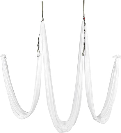 Kojem Aerial Silk Fabric Yoga Swing Kit For Fitness Yoga Inversions Flexibility Core Strength Dance White Nylon Fabric 6.6/13.1 Yards