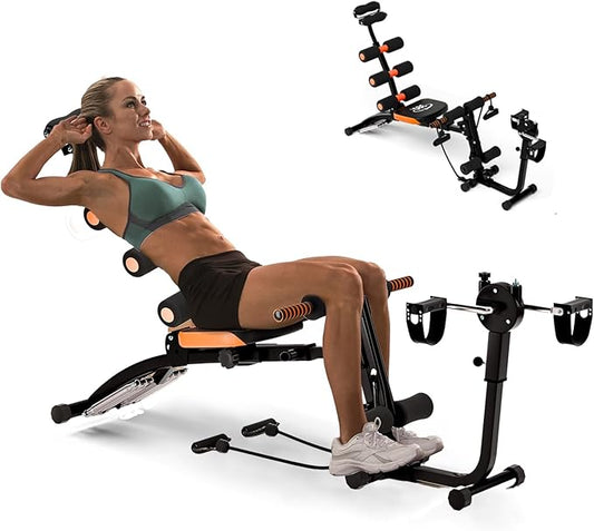 Ab Machine for Home Gym | Multi-Functional Adjustable Ab Trainer, Ab Workout Bench for Full Body Workout, Sit Up Machine for Abdominal, Exercise Chair for Core, Leg, Thighs, Buttocks Black