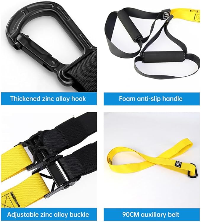 Suspension Trainer Straps Kit – Full Body Workout Training System with Door Anchor, Adjustable Resistance Bands, Home Gym Equipment for Strength, Core, Cross Training & Fitness (GREEN)