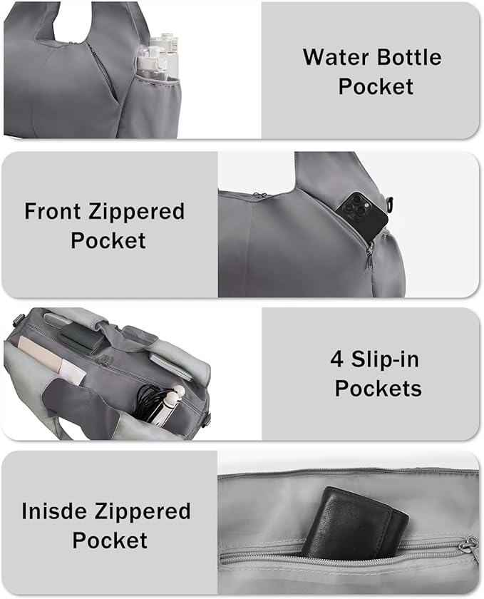 Gym Bag for Women with Shoe Compartment Yoga Mat Bag with Wet Pocket and Water Bottle Holder Weekender Bag with Strap