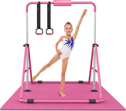 Gymnastic Bars for Kids with Adjustable Height, Folding Gymnastic Training Kip Bar, Expandable Horizontal Bar for Home