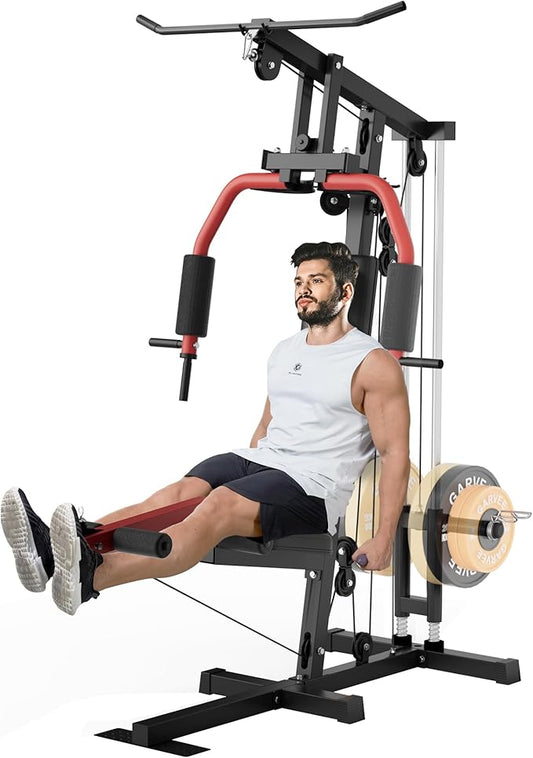 Home Gym Machine, Multifunctional Workout Equipment for Strength Training, Full Body Home Gym with Chest Press, LAT Pulldown, Leg Extension & Cable System