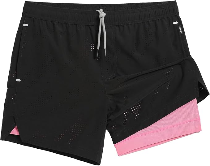 maamgic Mens Running Shorts with Compression Liner 5" Quick Dry Workout Shorts Anti-Chafe Gym Shorts 2 in 1 Athletic Shorts