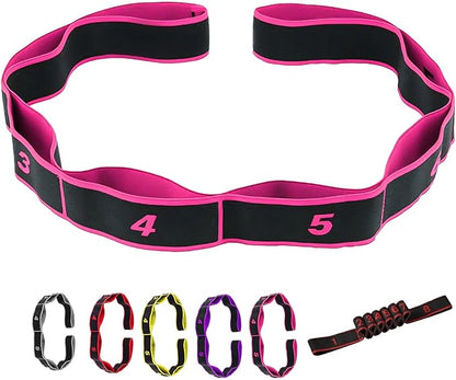 Fitness Resistance Band for Stretching and Yoga, Number Hamstring Stretch Strap with 8 Adjustable Segments for Beginners and Advanced Users