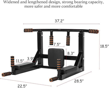 NEWAN Pull Up Bar Wall Mounted Chin Up Bar Multi-Grip Full Body Strength Training Workout Dip Bar,Power Tower Set Support to 440Lbs