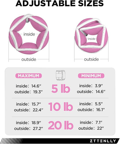 Adjustable Ankle Weights for Women Men and Kids | 1 Pair 5 10 15 18 20 Lbs Leg Wrist Ankle Weight Straps for Yoga, Walking, Running, Aerobics, Gym, Dance, Pilates, Cardio