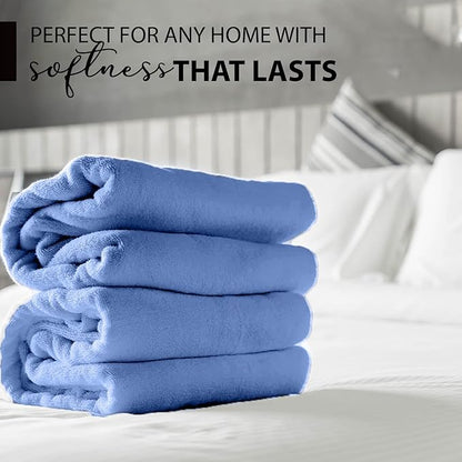 100% Cotton Bath Towels, 24x48 Pack of 6 Towels, Quick Dry, Highly Absorbent, Soft Feel Towel, Gym, Spa, Bathroom, Shower, Pool, Luxury Soft Towels (Blue, 24x48-6 Pack)