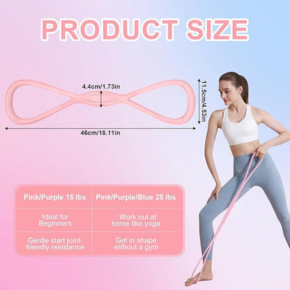Figure 8 Resistance Band: Resistance Bands with Handles for Working Out - 8 Shaped Resistance Bands for Women - Exercise Bands for Arms - Fullbody Yoga Pulling Rope