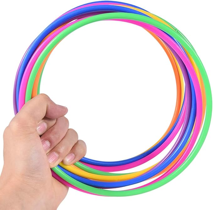 OBTANIM 12 Pcs Plastic 7 Inch Ring Toss Game for Kids and Outdoor Toss Rings for Speed and Agility Practice Game, Random Colors