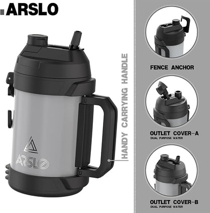 Sports Water Jug - Gallon Water Bottle - Large Insulated Stainless Steel Bottle for Gym, Workouts, Basketball, Football, Soccer - Keep Water Cold for Up To 24 Hours - 128 Ounce (Graphite)
