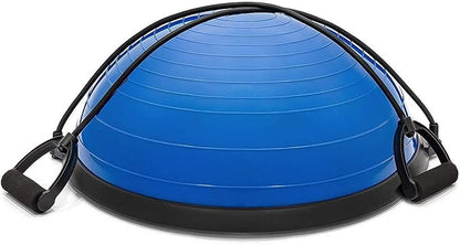 X-Factor 23" Balance Trainer Stability Half Ball Yoga Ball for Abdominal Abs Balance Strength Training Exercise Fitness Workout with Workout Guide, Foot Pump and Straps (Blue)