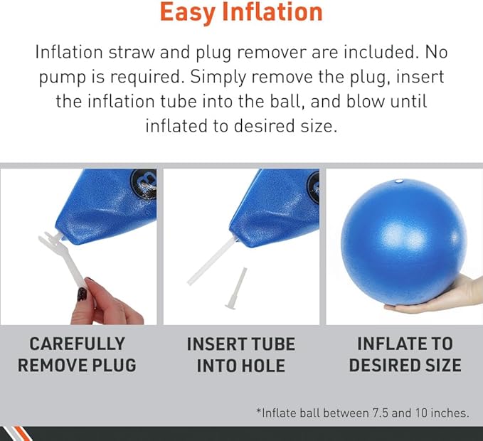 Body Sport Core Fitness, Yoga and Pilates, Excercise Fusion Ball, Core Training, Physical Therapy, Balance, Stability, Stretching, Improve Health, Non-Latex, 7.5" Diameter