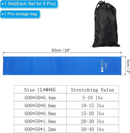 PATIKIL Resistance Bands Set, 5 Pack 10-15 LBS Stretch Workout Bands with Carry Bag for Pilates Yoga Gym Outdoor Exercise, Blue