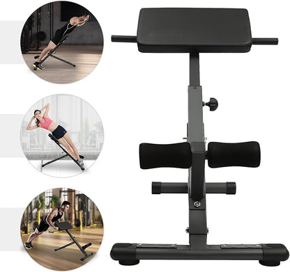 Roman Chair Back Extension Machine, 5-Stage Adjustable Hyperextension Bench, Foldable Ab Workout Sit-Up Bench with 265 lbs Capacity for Home Workout Gym Fitness Equipment, Black