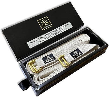 Yoga Strap with Durable Sliding Brass Buckle | Strong & Secure Yoga Strap | Double Thickness Adjustable Yoga Belt for Daily Stretching, Yoga, Pilates & Fitness