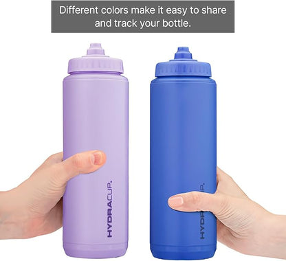 Hydra Cup Sport [4 Pack] 32 oz Squeeze Water Bottles, Fast Flow Sports Water Bottle, Bike & Cycling Water Bottle, Travel To Go, BPA Free (Bright Colors)