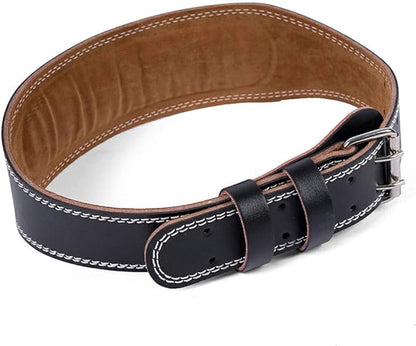 tegongse Faux Leather Weight Lifting Belt - Double Prong Power Lower Back & Lumbar Support for Squats, Deadlifts, Men & Women