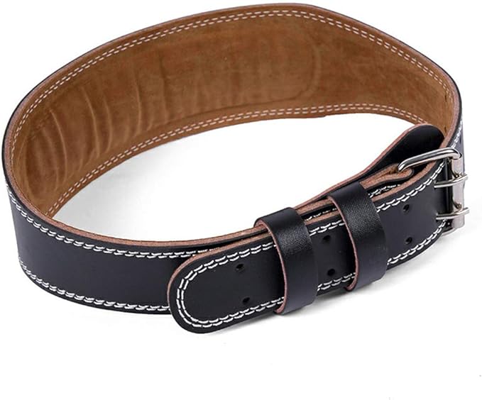 tegongse Faux Leather Weight Lifting Belt - Double Prong Power Lower Back & Lumbar Support for Squats, Deadlifts, Men & Women