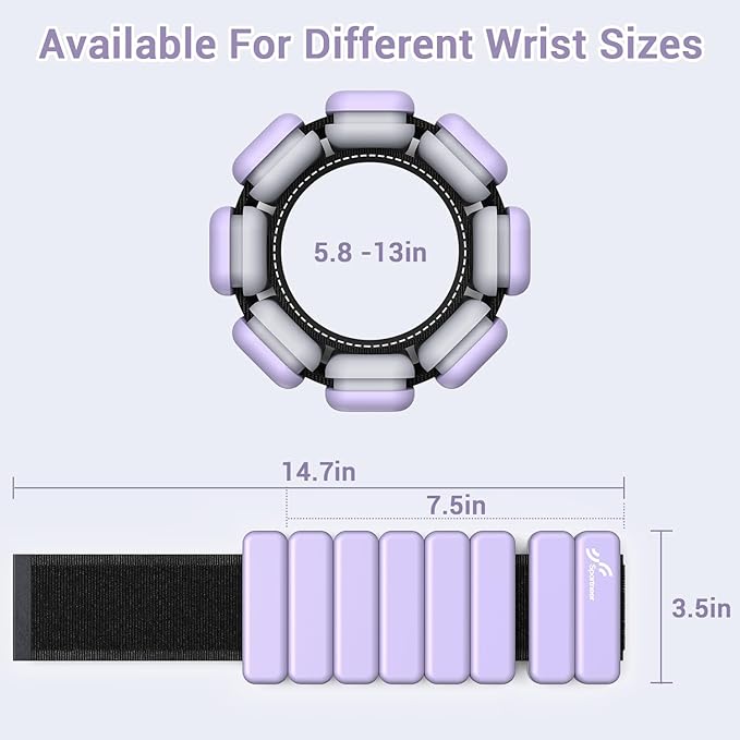 Sportneer Wrist & Ankle Weights for Women Men - 1 Pair (1 lb/2 lb Each) | Adjustable Weighted Bracelet Silicone Bangles for Yoga, Dance, Pilates, Cardio, Aerobics, Gym, Pool Exercises and Jogging