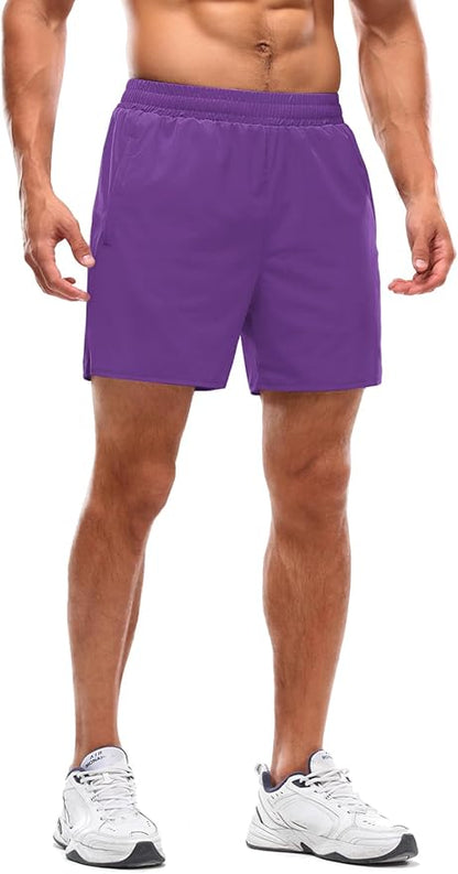 Aolesy Men's 2 in 1 Running Shorts 5" Workout Gym Athletic Shorts for Men Quick Dry Lightweight Training Shorts with Pockets