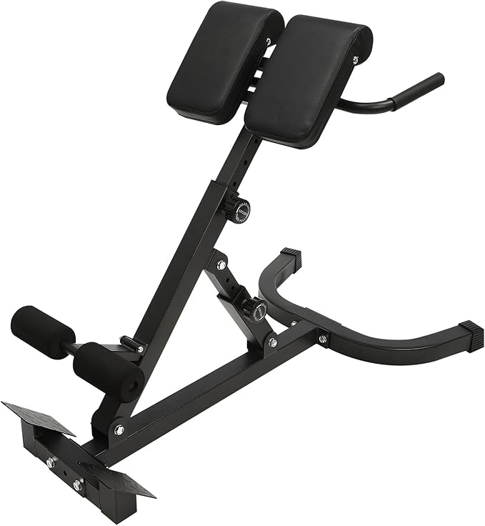Foldable Roman Chair Back Extension Machine, 5-Position Adjustable Hyperextension Bench for Home Gym, Sit up Fitness Equipment for Core Strength Glutes Workout, 330 lbs Capacity Upgraded Black