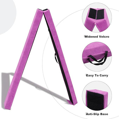 8FT/9.5FT Folding Balance Beam, Portable Gymnastics Beam Equipment with Non Slip Rubber Base & Suede Cover for Training/Practice/Professional Home Exercise