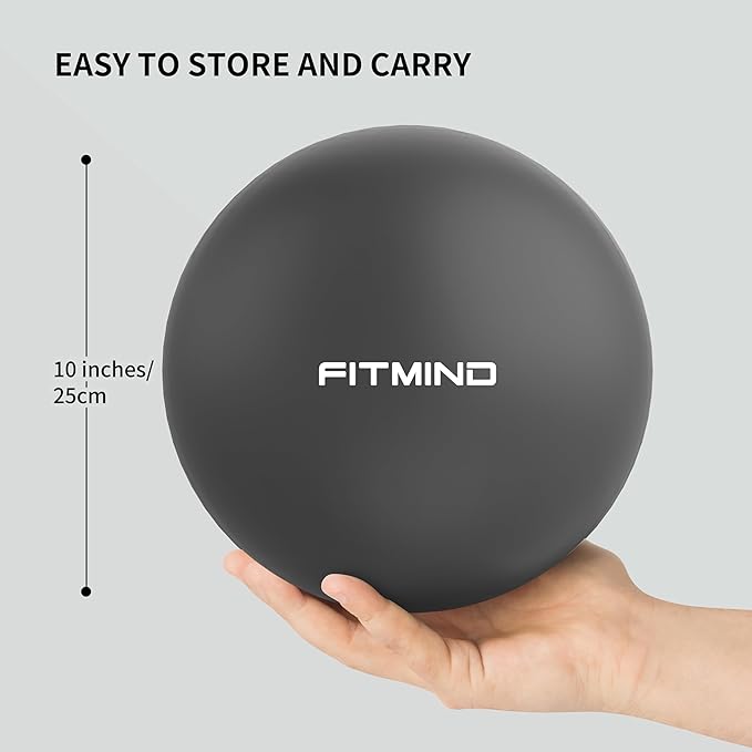 FITMIND_Pilates Ball 10 Inch Anti-Burst Slip Resistant Mini Yoga Ball for Fitness, Core Training, Physical Therapy, Balance, Stability, Stretching 200kg 440lbs Capacity
