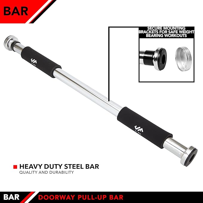 JFIT Deluxe Multi Exercise Doorway Pull-Up Bar with Comfort Grips, 40-Inch