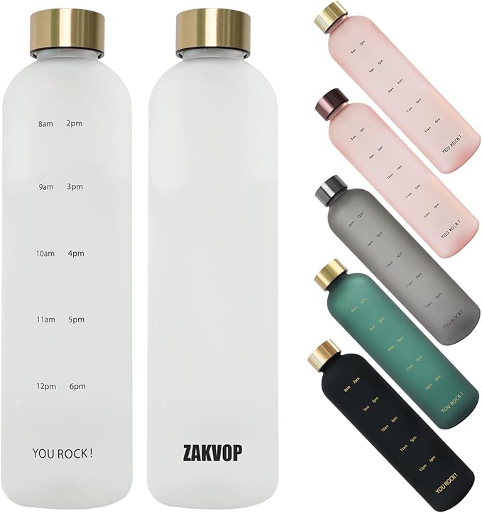 32oz Water Bottles with Times to Drink, Motivational Water Bottle with Time Marker, BPA Free Reusable Water Bottle with Hydrating Reminder for Gym Fitness Workout Travel