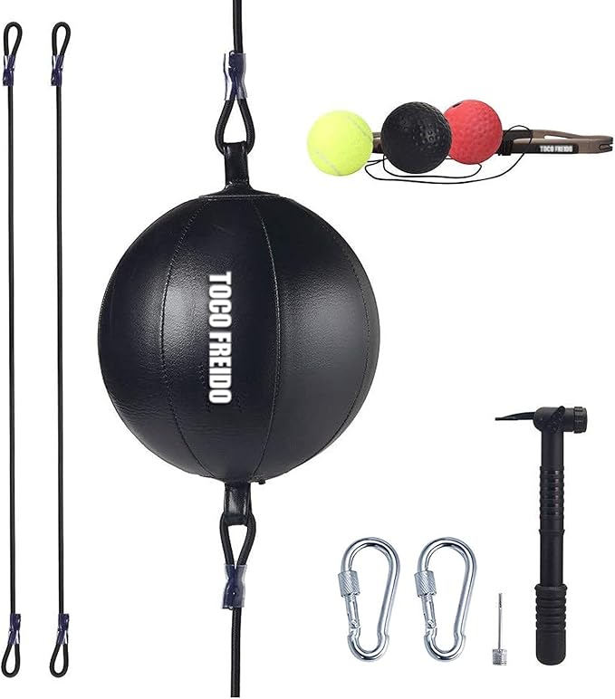 TOCO FREIDO Double End Punching Ball, Speed Bag with Difficulty Levels Boxing Reflex Ball with Headband, Perfect for Reaction, Agility, and Hand Eye Coordination Training