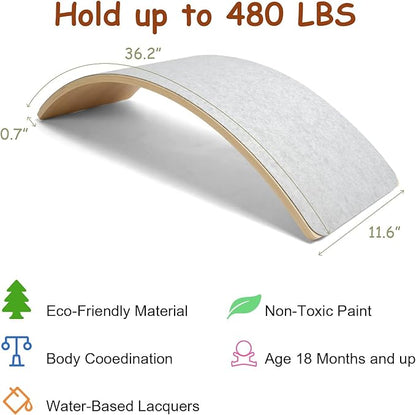 Gentle Monster Wobble Balance Board, Wooden Montessori Toy Rocker Board Natural Wood Kids Toddler Open Ended Learning Toy Yoga Curvy Board for Adult Office Classroom Christmas Gifts