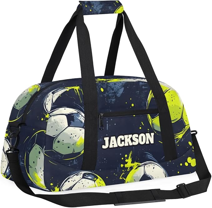 Personalized Soccer Sport Bags for Kids Boys with Custom Name Gym Training Travel Bags for Overnight Weekender