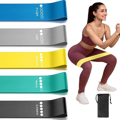 Resistance Loop Exercise Bands for Working Out, Fitness Elastic Bands, Workout Bands for Home Gym, Stretching, Yoga, Pilates, Physical Therapy (5pcs Set)