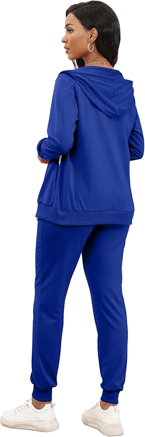 CLOCOR Track Suits for Women Set - Casual 2 Piece Outfits Sweatsuit Pocket Hoodies Long Sleeve with Patchwork Pants Set