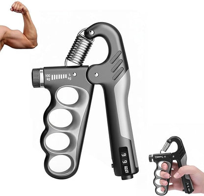 Adjustable Grip Strength Trainer Hand Gripper for Grip Strength, Forearm & Wrist Strengthener, Hand Exerciser for Strength Training & Therapy 11-220Lbs(5-100KG) | Gray