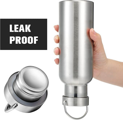 10 Pack Reusable Stainless Steel Water Bottle Bulk Double Wall Insulated Sports Water Bottle with Handle and Vacuum Seal Leakproof Lid for Sports Cyclists Hiking Gym Camping Gift(Silver,17 oz)