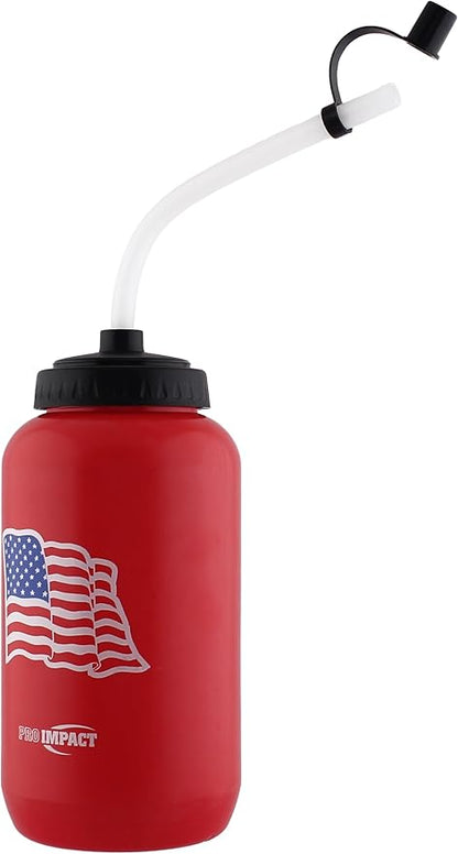 Pro Impact Squeezable Water Bottle Bendable Long Straw - LDPE BPA Free Plastic - Hydration for Baseball Hockey Gym MMA Yoga Boxing Cycling Softball Football Lacrosse (35.5 Oz.)
