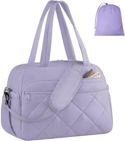 HOTOR Gym Bag for Women - Lightweight Travel Duffle Bags with Wet Pocket & Separate Shoe Bag, Multi-Pocket Carry on Weekender Duffel for Sports, Fitness, Overnight Trip, Purple, 16.5" x 7.5" x 11.9"