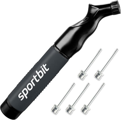 SPORTBIT Ball Pump for Sports Balls - Push & Pull Inflating System - Hand Pump for All Exercise Balls - Volleyball Pump, Basketball Inflator, Football & Soccer Ball Air Pump - Goes with 5 Needles Set