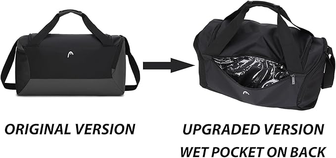 HEAD 45L Waterproof Gym Duffle Bag for Men, Large Capacity Sports Bag with Shoe Compartment & Dry Wet Pocket, Durable Crossbody Weekender Bag for Tennis, Workout, Fitness, Overnight Travel