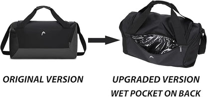 HEAD 45L Waterproof Gym Duffle Bag for Men, Large Capacity Sports Bag with Shoe Compartment & Dry Wet Pocket, Durable Crossbody Weekender Bag for Tennis, Workout, Fitness, Overnight Travel
