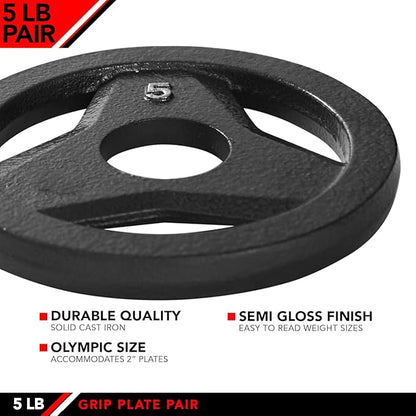 JFIT Olympic 2 Inch Grip Plates and Bumper Plates for Barbell - Single Weights or Sets of 2 (Muliple Weights)