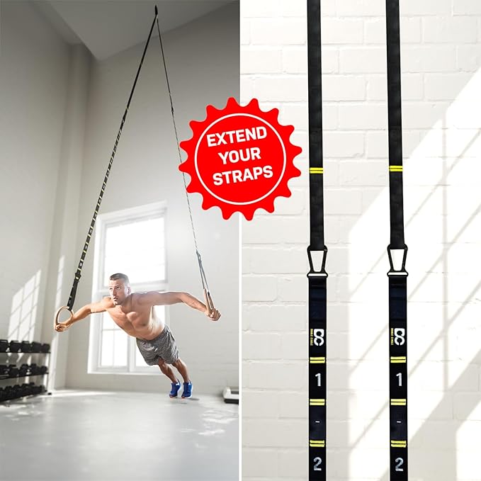 Double Circle Extension Straps - Extend Your Gymnastic Rings Straps up to 3 ft for High Anchor Points