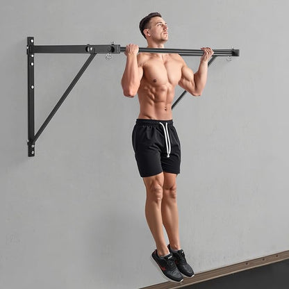 VEVOR Pull Up Bar, Multi-Grip Wall Mounted Pull Ups, 50 in Width Multifunctional Chin Up Training Station, Heavy Duty Steel Upper Body Workout Bars with Hangers, 440 lbs Weight Capacity, for Home Gym