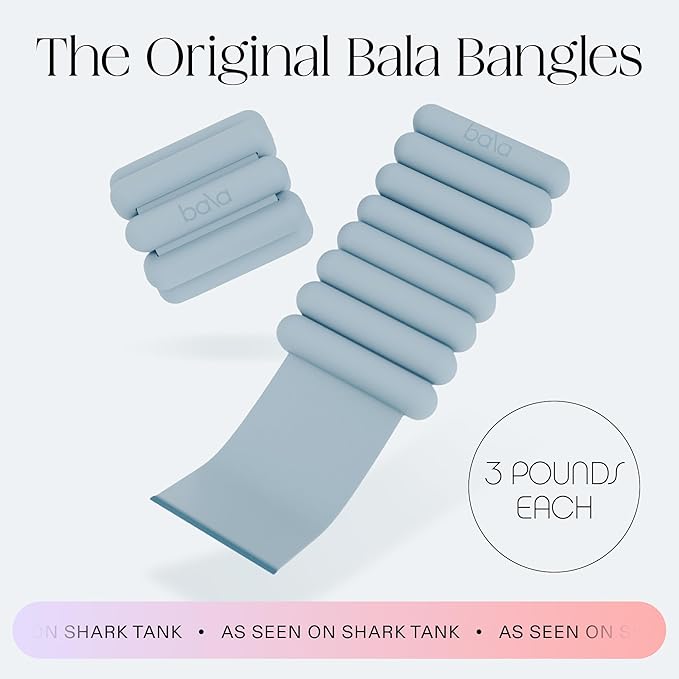 Bala Bangles Wrist & Ankle Weights for Women & Men - Adjustable Weighted Bands - Soft Silicone Arm & Leg Weights for Pilates, Yoga, Walking, Barre, Home Workout & Strength Training Exercise